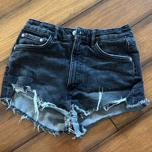 Zara Black Distressed Jean Shorts